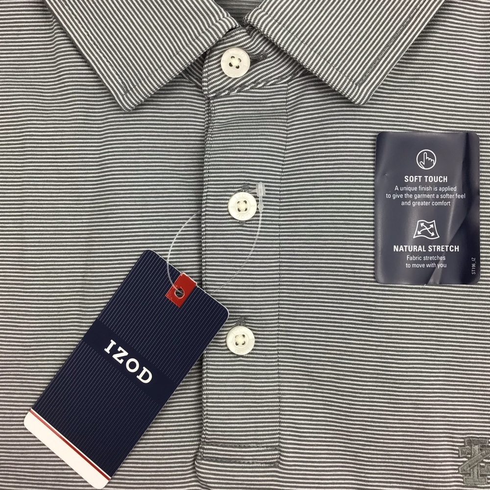 IZOD Men’s Micro Stripe Polo Shirt Medium - Picture 7 of 11